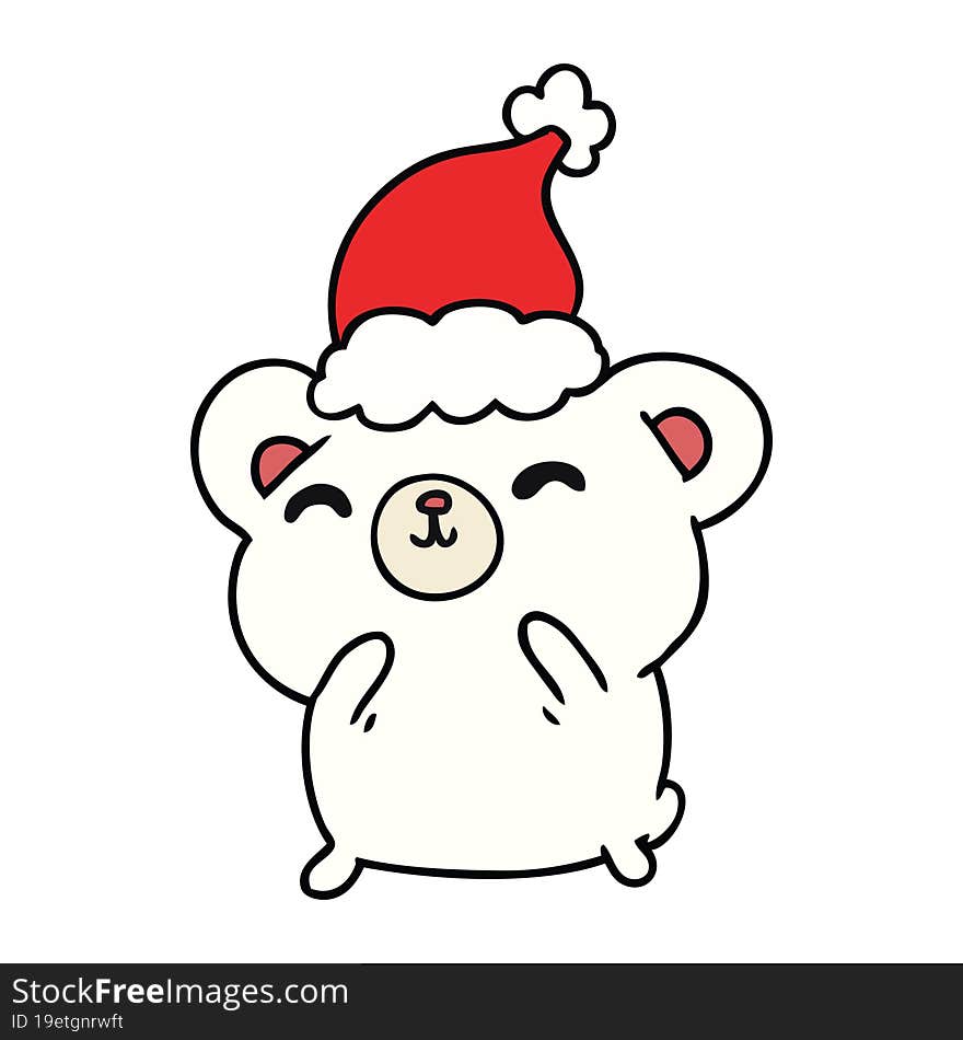 christmas cartoon of kawaii polar bear