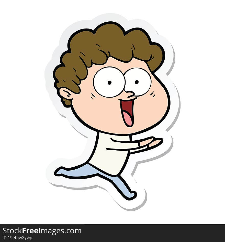 Sticker Of A Excited Man Cartoon