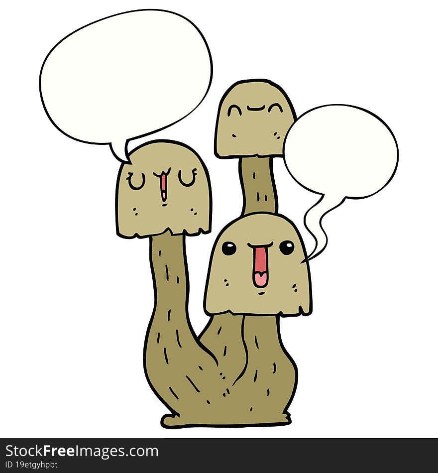 Cartoon Mushroom And Speech Bubble