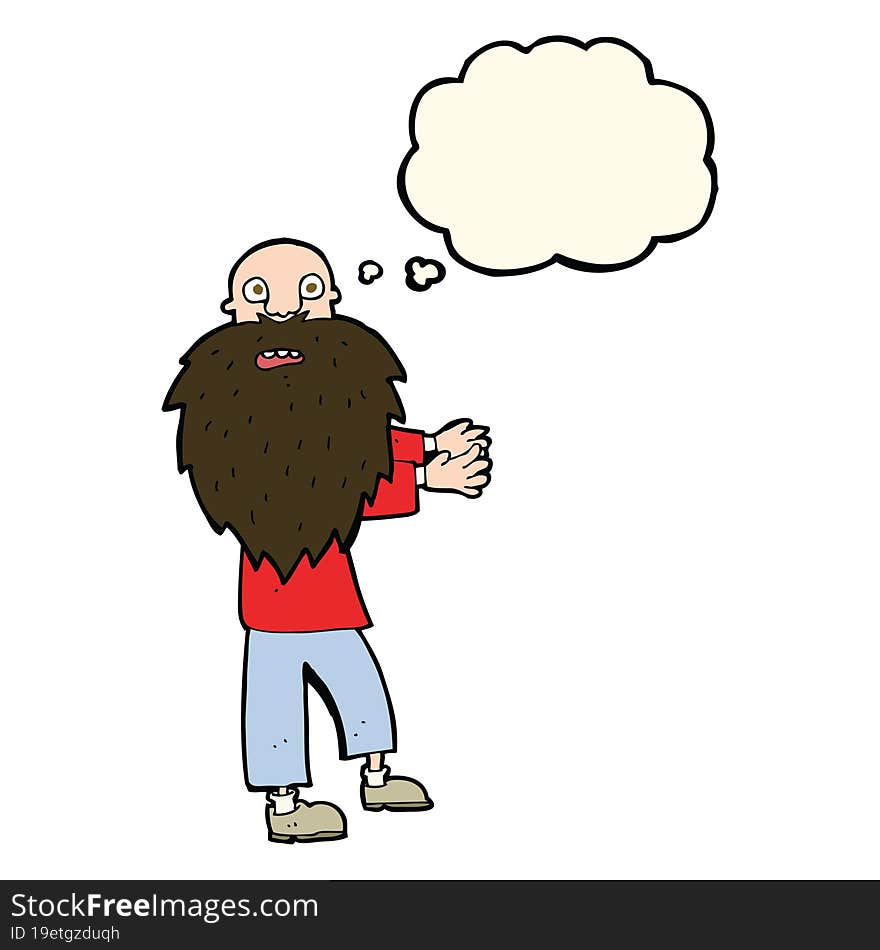 Cartoon Bearded Old Man With Thought Bubble