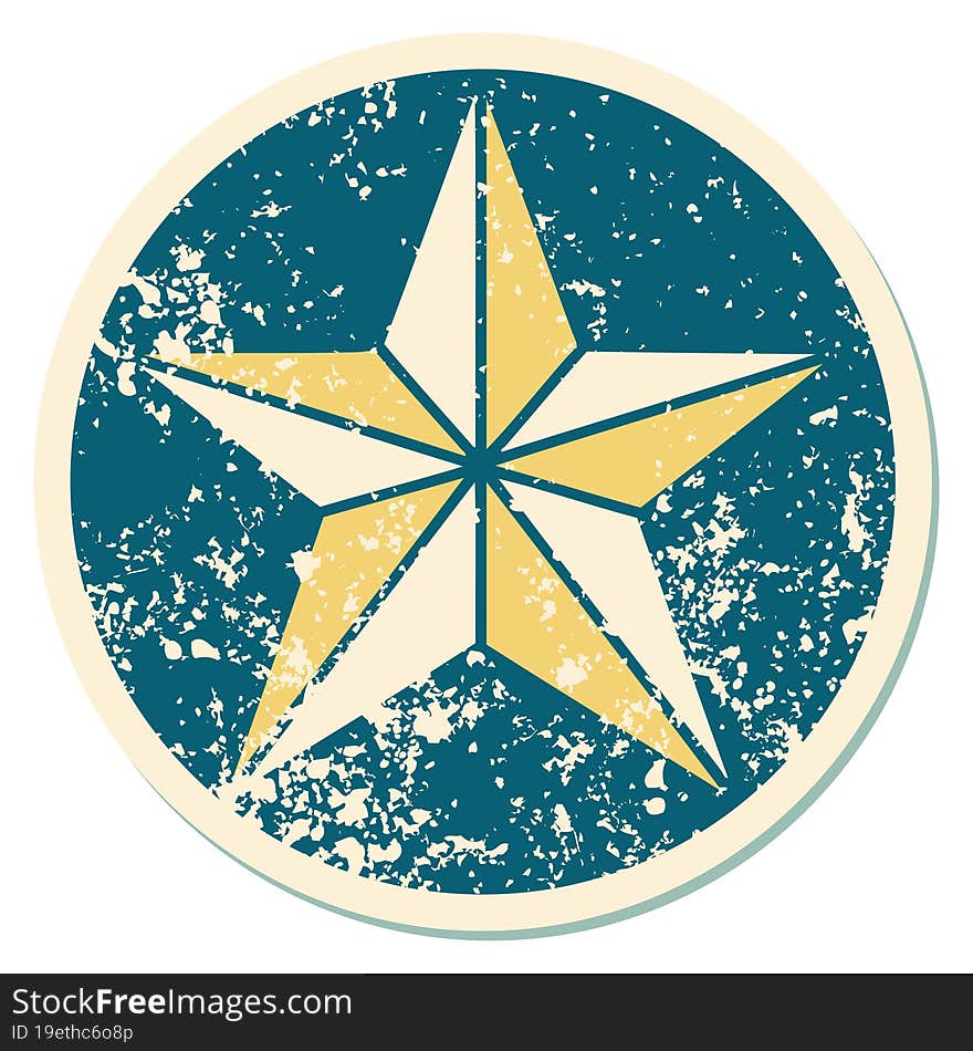 distressed sticker tattoo style icon of a star