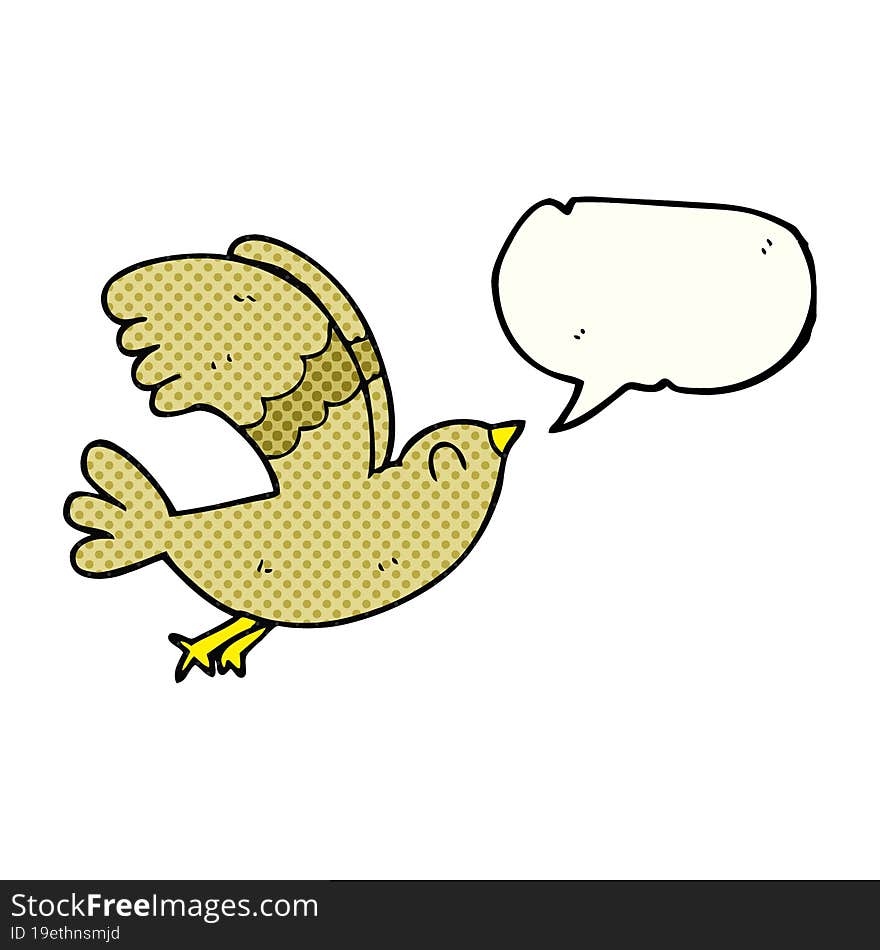 freehand drawn comic book speech bubble cartoon bird