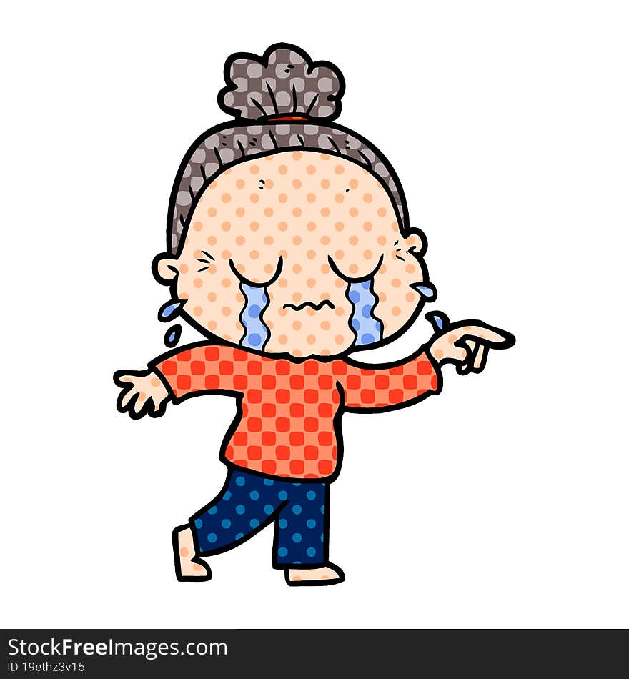 cartoon crying old lady. cartoon crying old lady