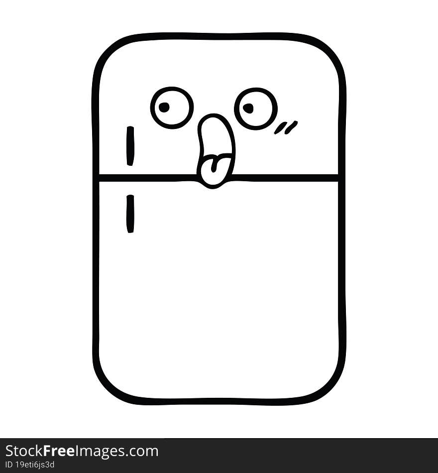 line drawing cartoon fridge freezer