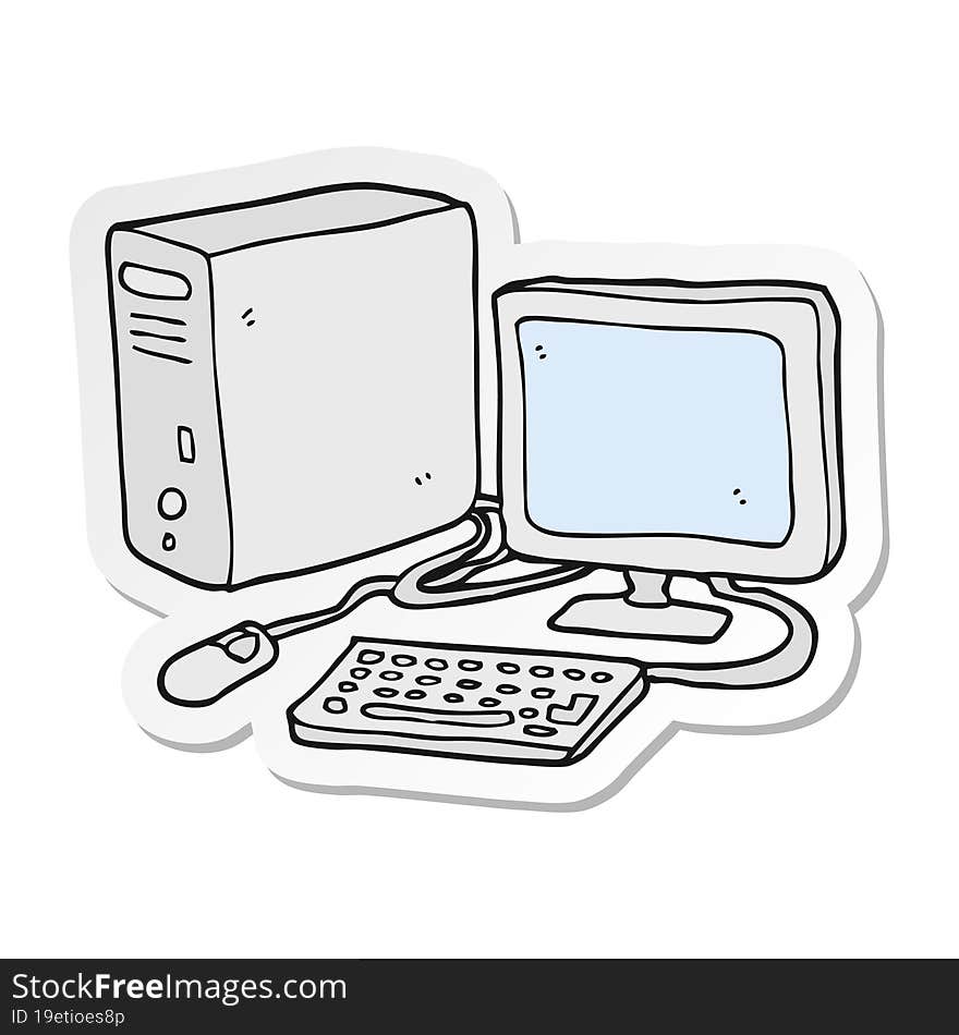 sticker of a cartoon computer