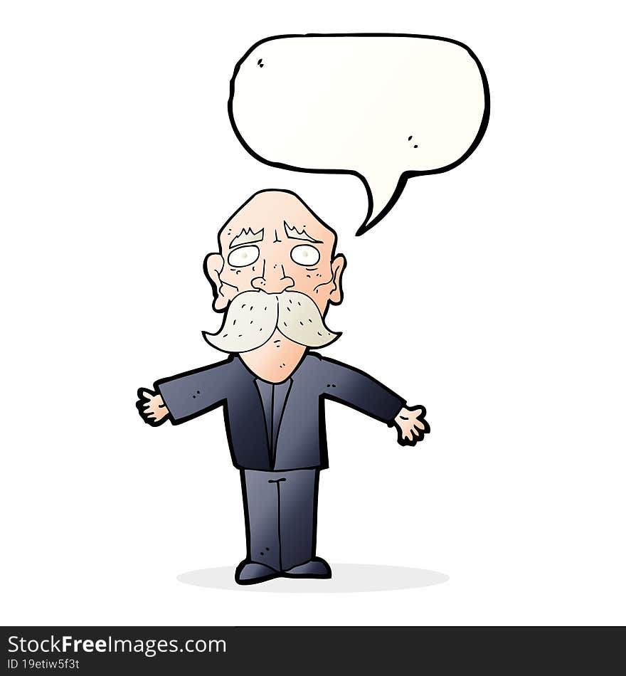 Cartoon Disapointed Old Man With Speech Bubble