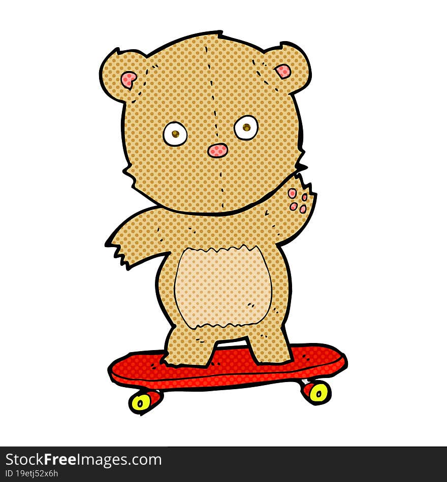 cartoon teddy bear on skateboard