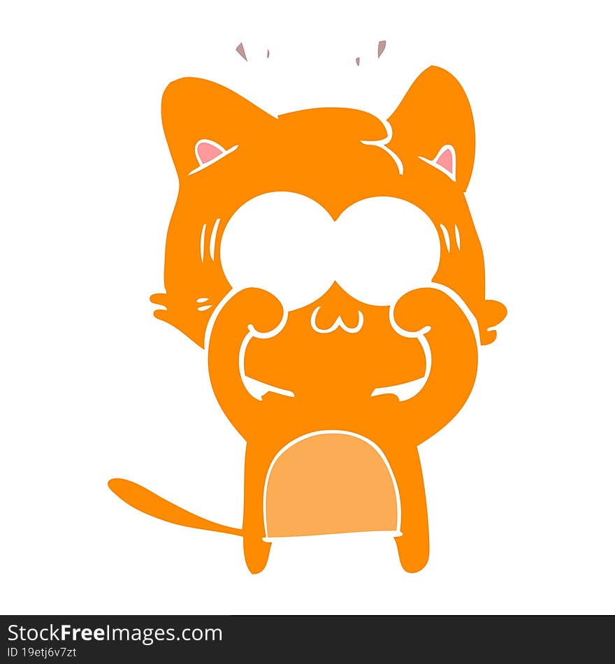 flat color style cartoon surprised cat