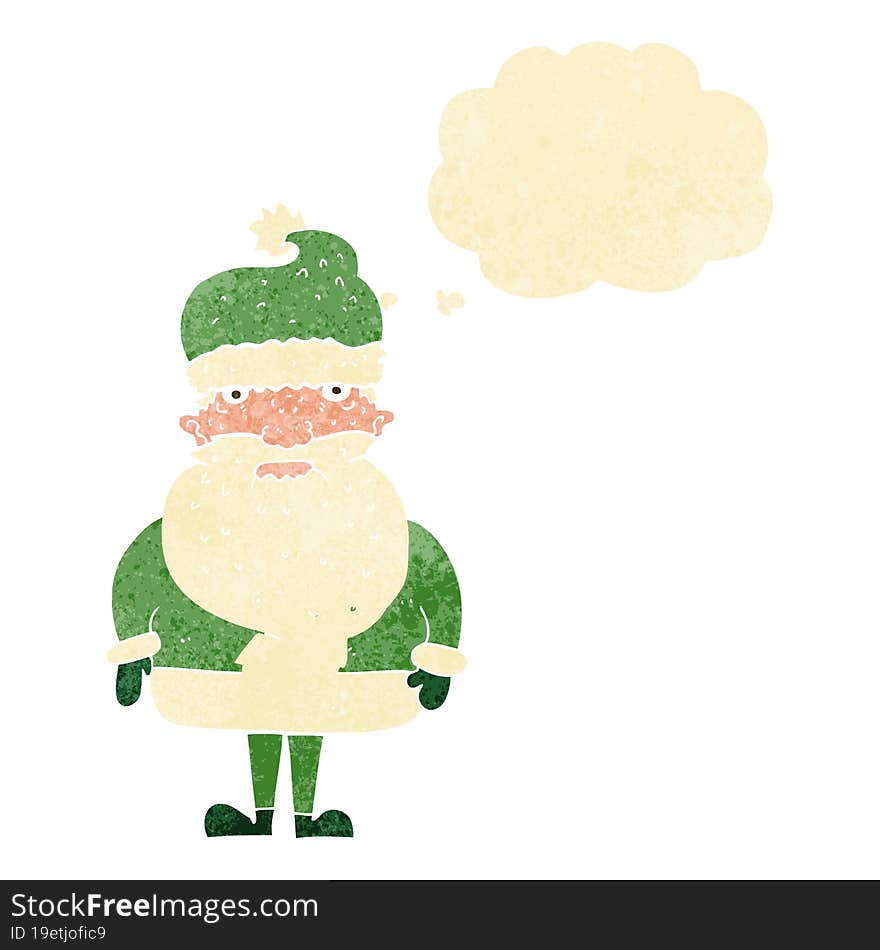 Cartoon Santa Claus With Thought Bubble