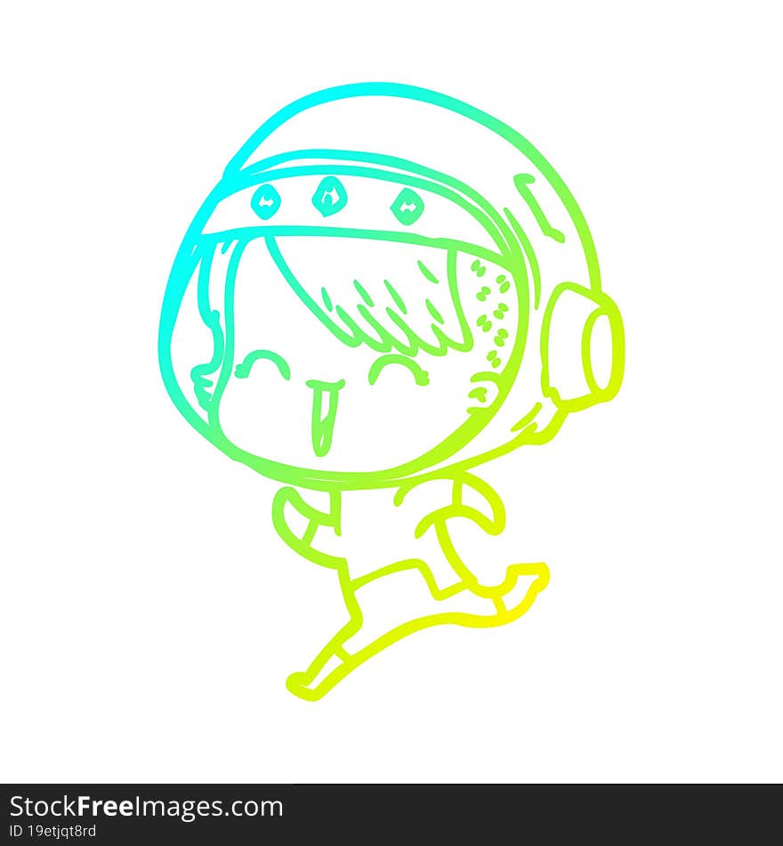 cold gradient line drawing happy cartoon space girl