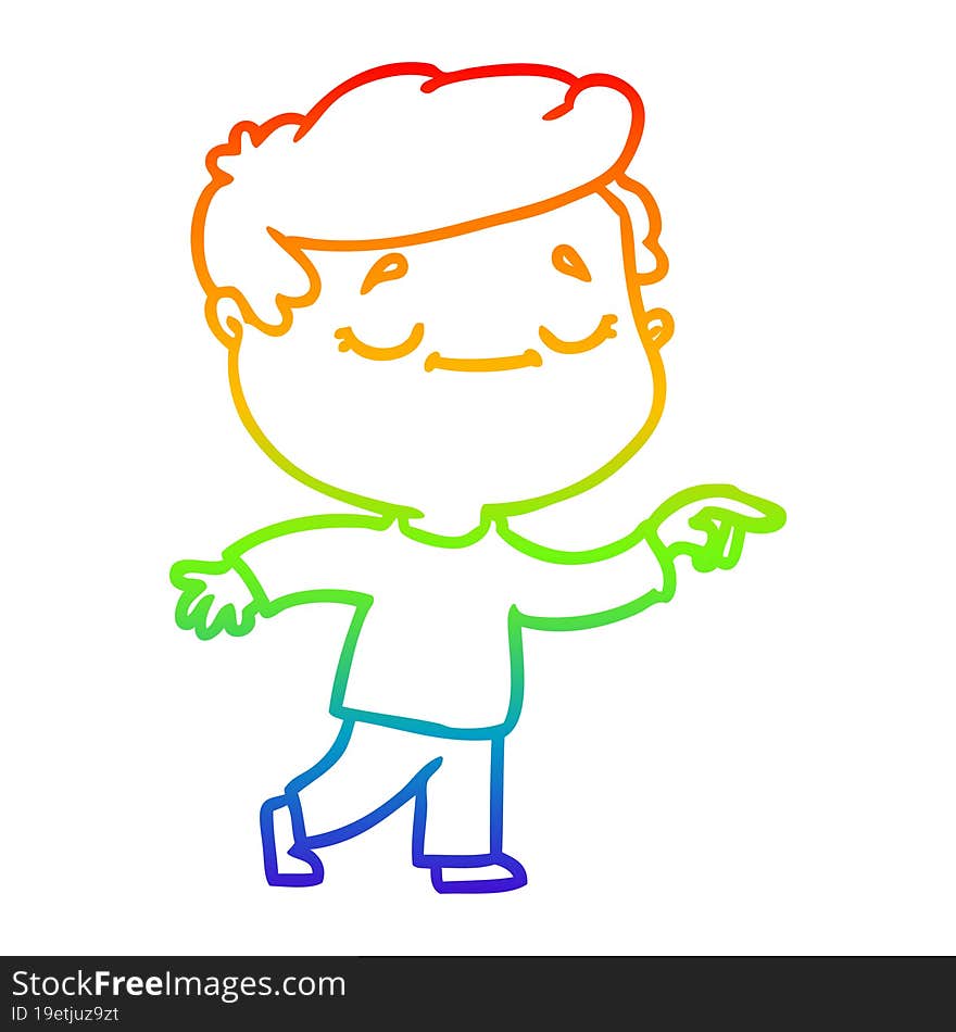 rainbow gradient line drawing of a cartoon peaceful man