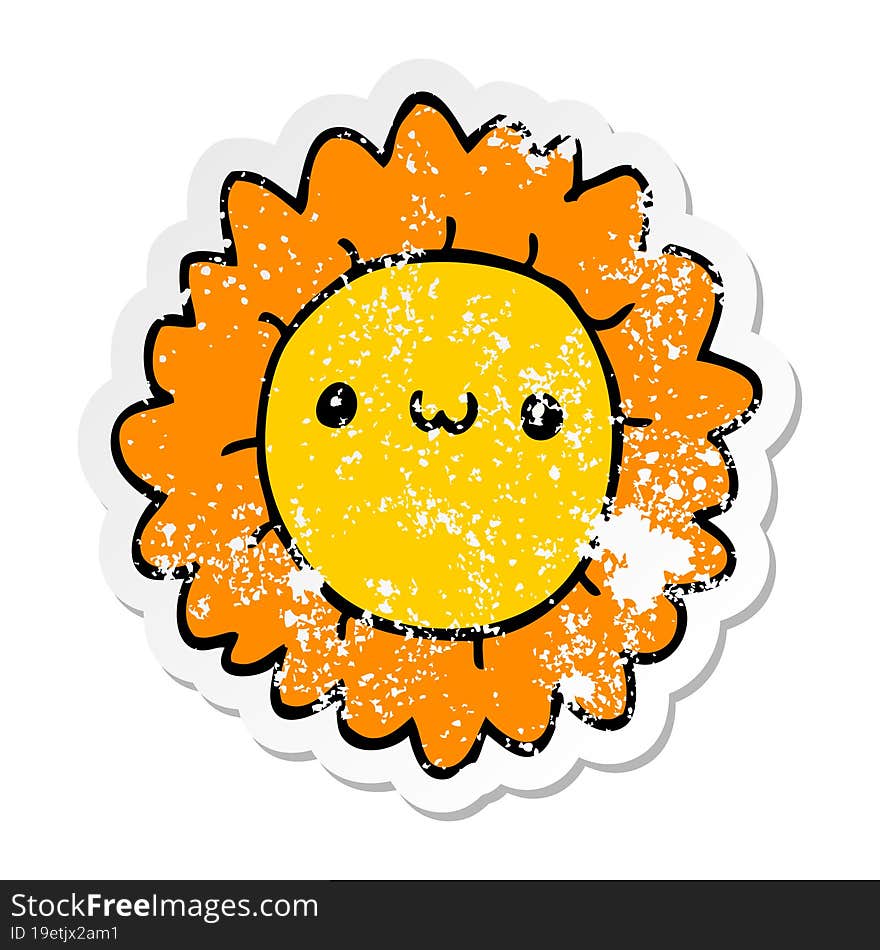 distressed sticker of a cartoon flower