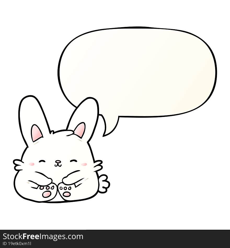 cute cartoon bunny rabbit with speech bubble in smooth gradient style