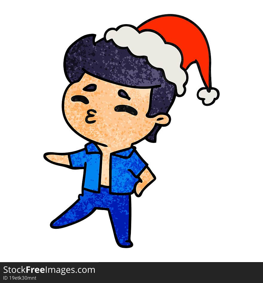 christmas textured cartoon of kawaii boy