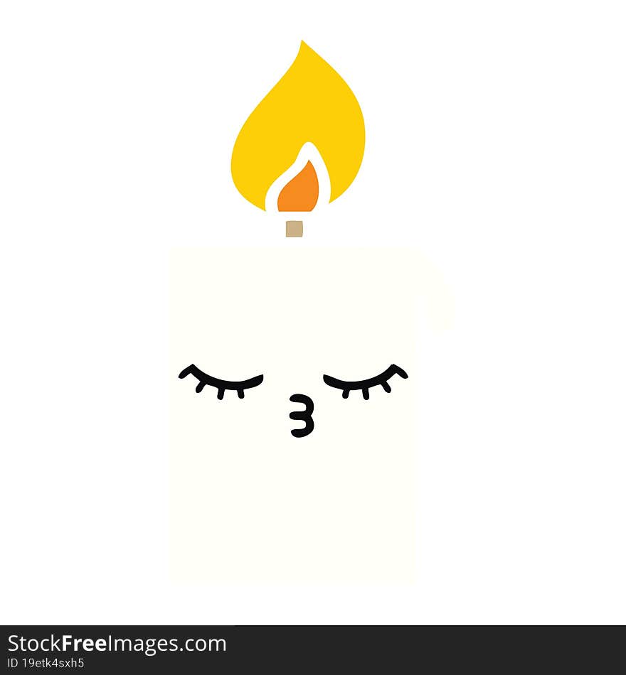 flat color retro cartoon lit candle