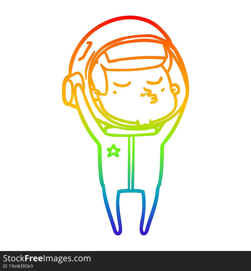 rainbow gradient line drawing cartoon confident astronaut