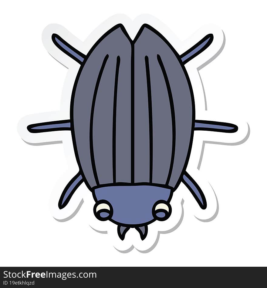 sticker of a quirky hand drawn cartoon beetle