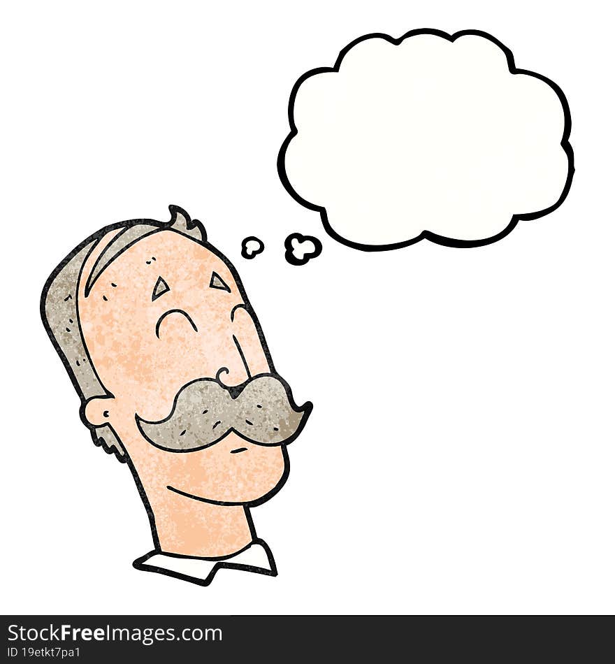 Thought Bubble Textured Cartoon Ageing Man With Mustache