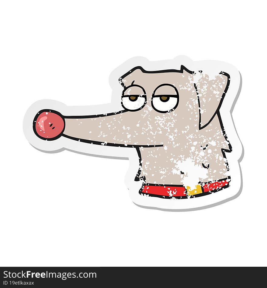 retro distressed sticker of a cartoon dog with collar