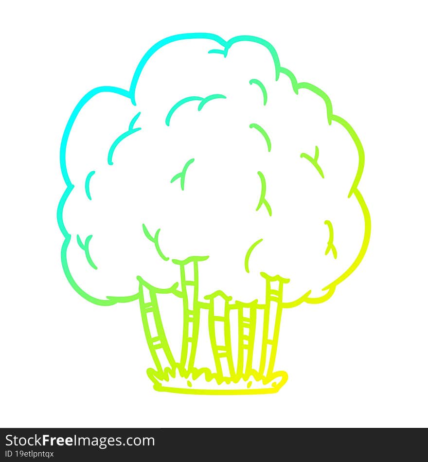 Cold Gradient Line Drawing Cartoon Tree