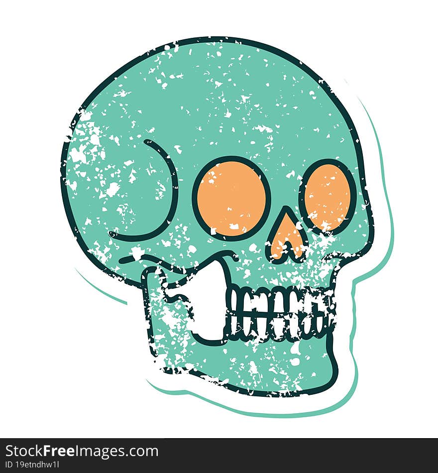 distressed sticker tattoo style icon of a skull