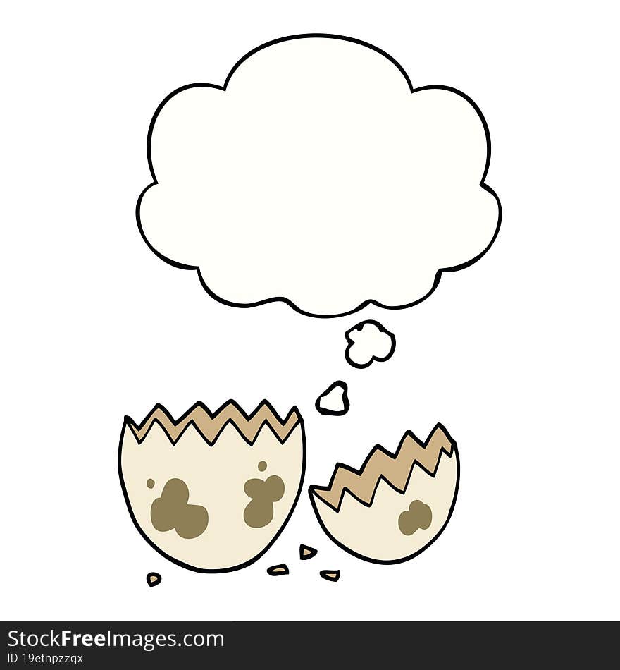 cartoon cracked egg with thought bubble. cartoon cracked egg with thought bubble