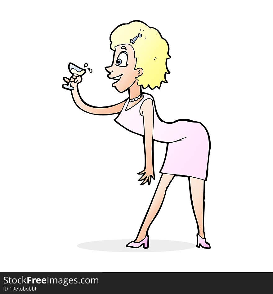 cartoon woman with drink