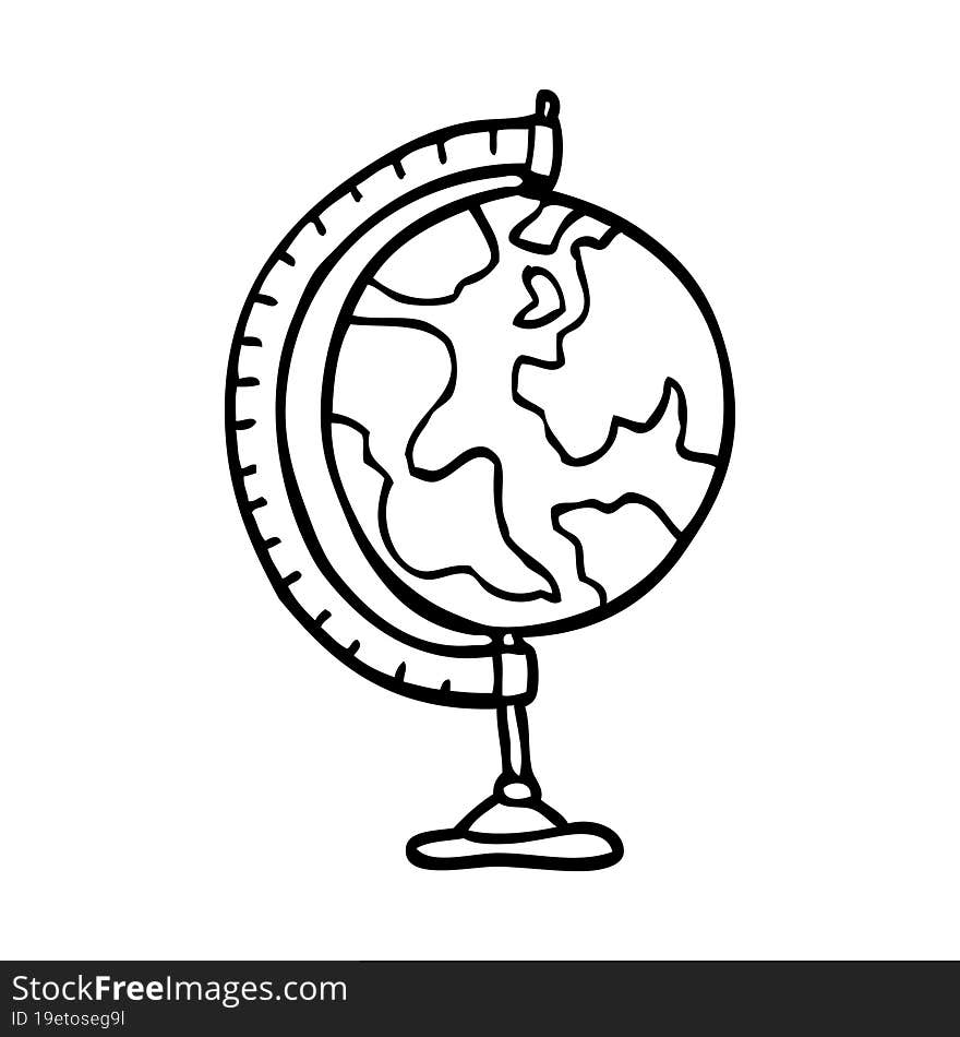 line drawing cartoon globe