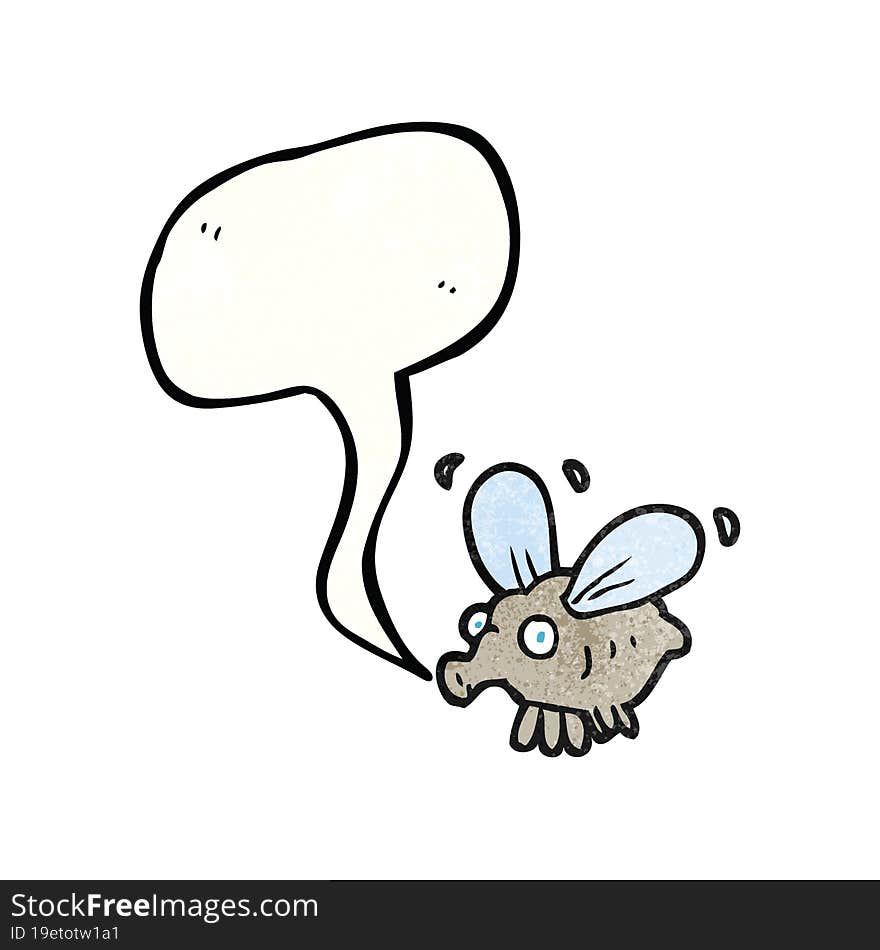 freehand speech bubble textured cartoon fly