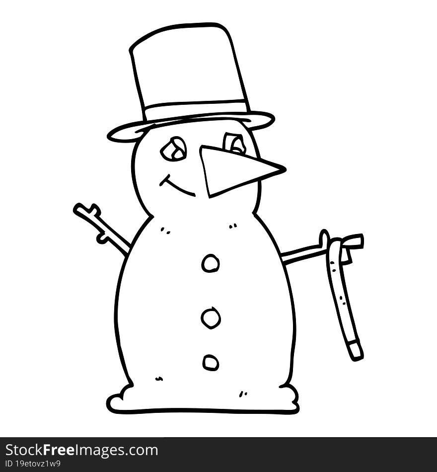 Line Drawing Cartoon Snowman