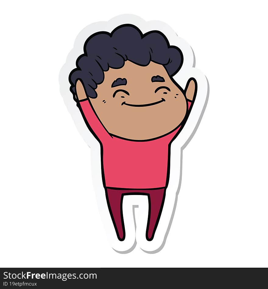 sticker of a cartoon friendly man