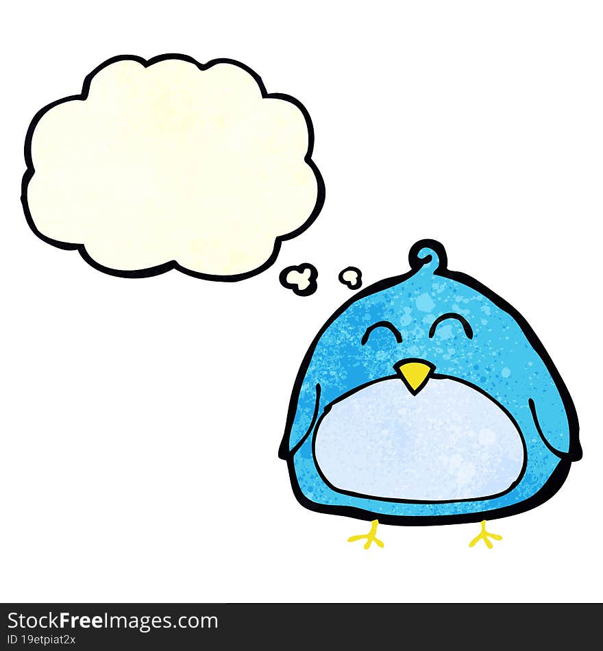 funny cartoon bird with thought bubble