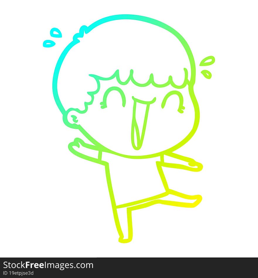 Cold Gradient Line Drawing Laughing Cartoon Man