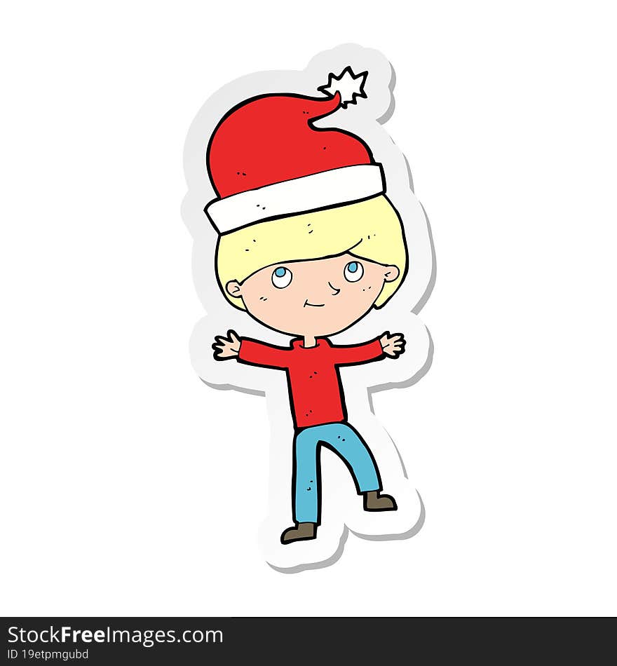 sticker of a cartoon man ready for christmas