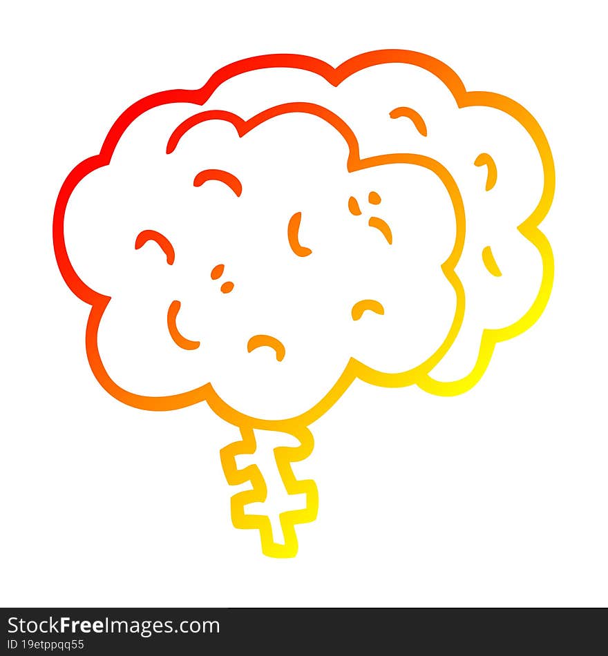 warm gradient line drawing cartoon brain