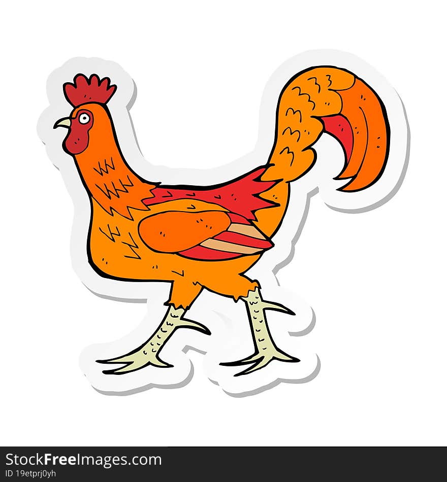 sticker of a cartoon cockerel