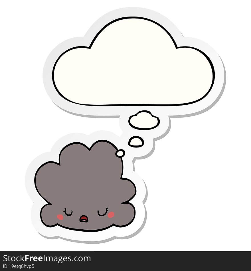 cartoon cloud and thought bubble as a printed sticker