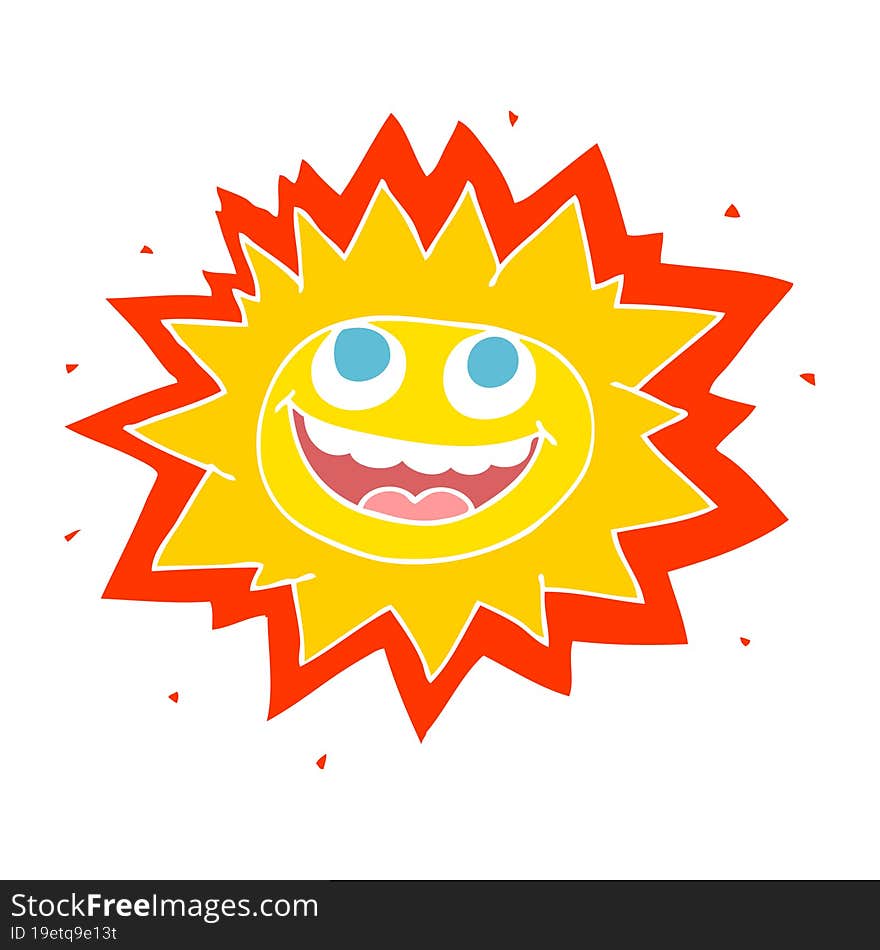 happy flat color illustration of sun. happy flat color illustration of sun