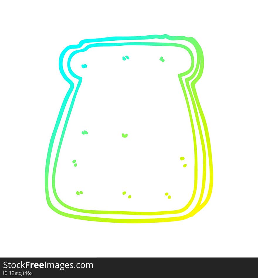 Cold Gradient Line Drawing Cartoon Slice Of Bread