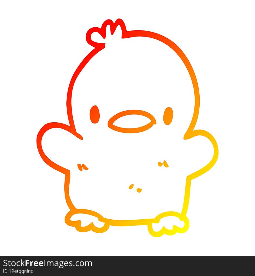 warm gradient line drawing cute cartoon chick