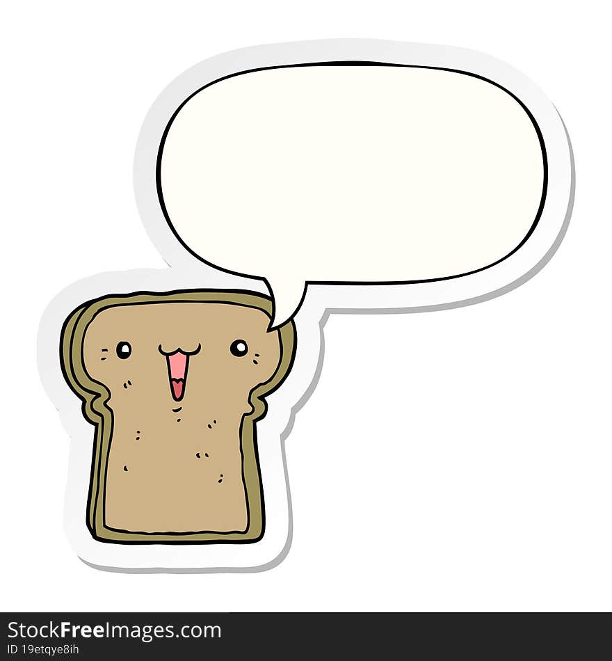 cute cartoon toast and speech bubble sticker