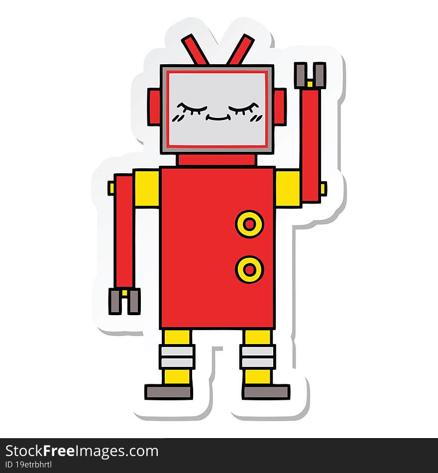 sticker of a cute cartoon robot