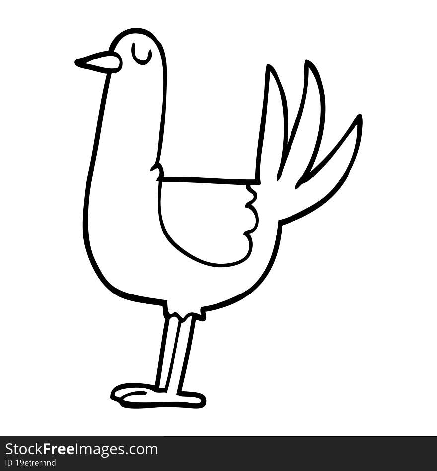 line drawing cartoon tall bird