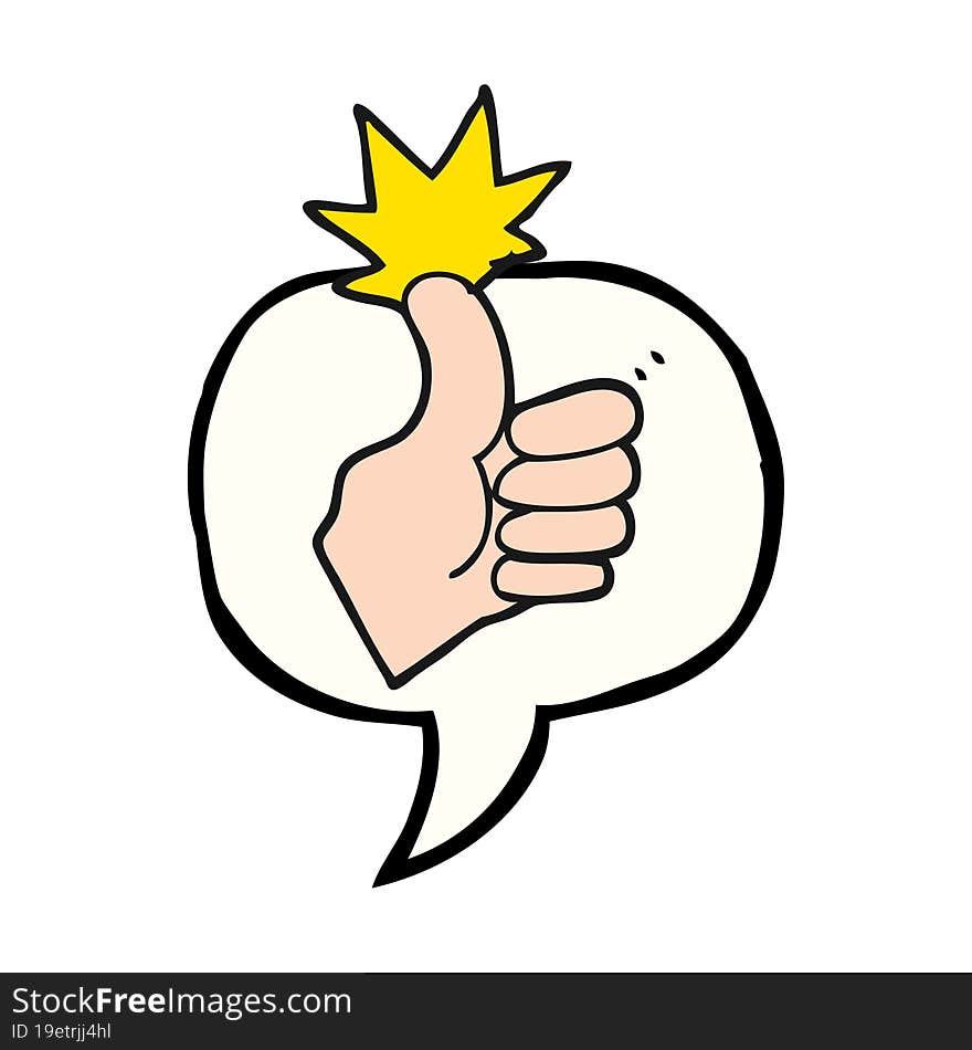 speech bubble cartoon thumbs up