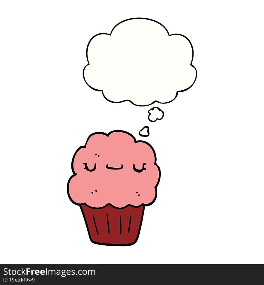 cartoon muffin with thought bubble. cartoon muffin with thought bubble