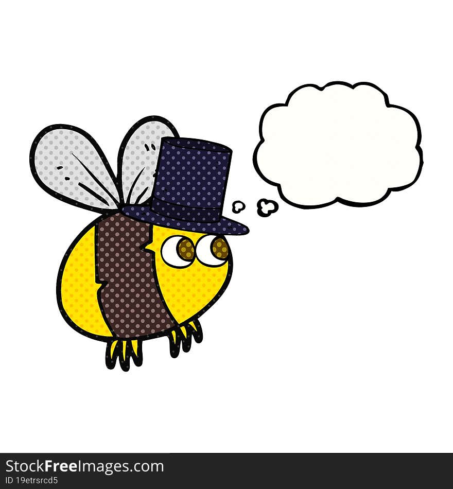 Thought Bubble Cartoon Bee In Top Hat