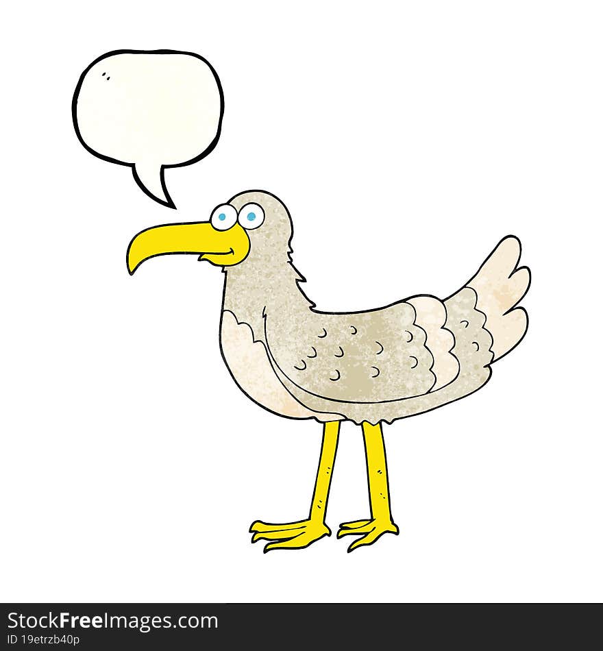 Speech Bubble Textured Cartoon Seagull