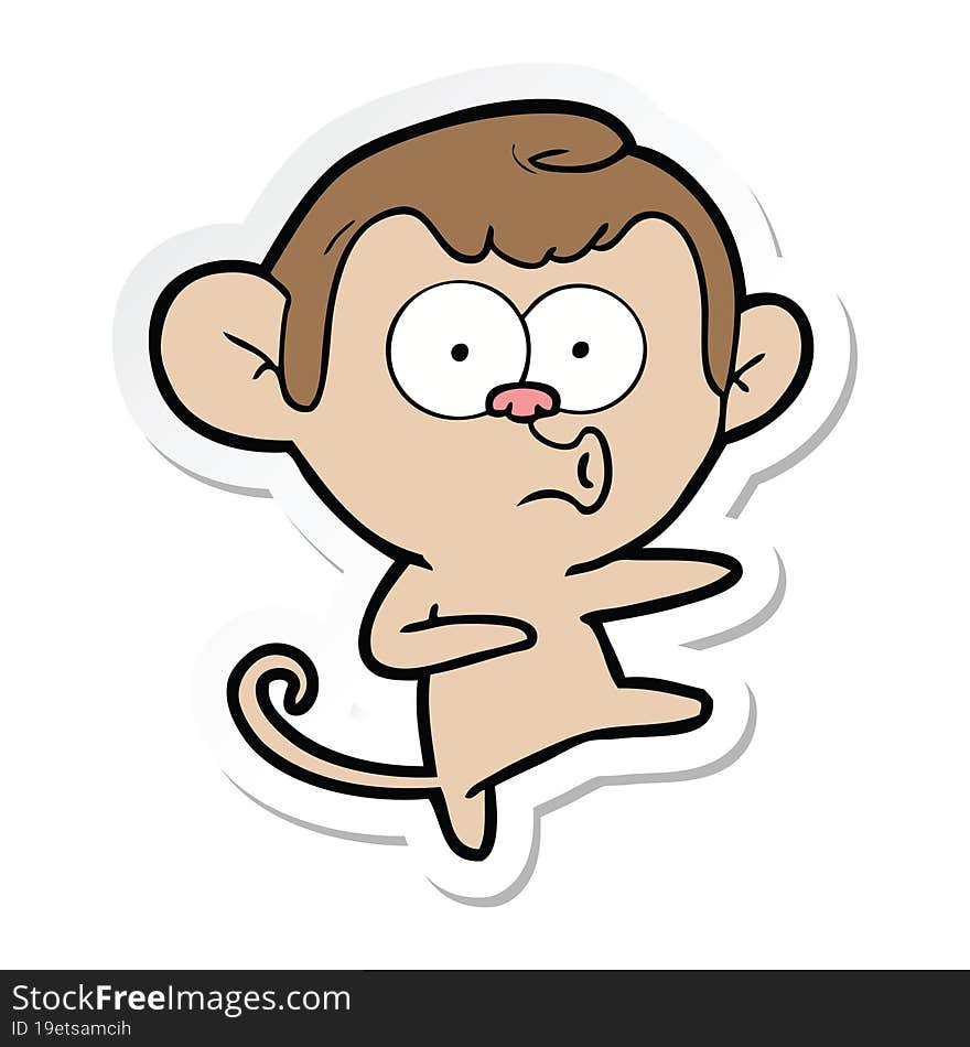 sticker of a cartoon dancing monkey