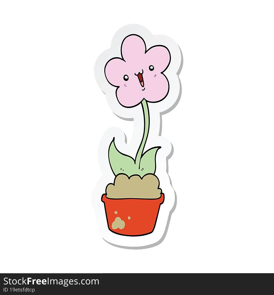 Sticker Of A Cute Cartoon Flower