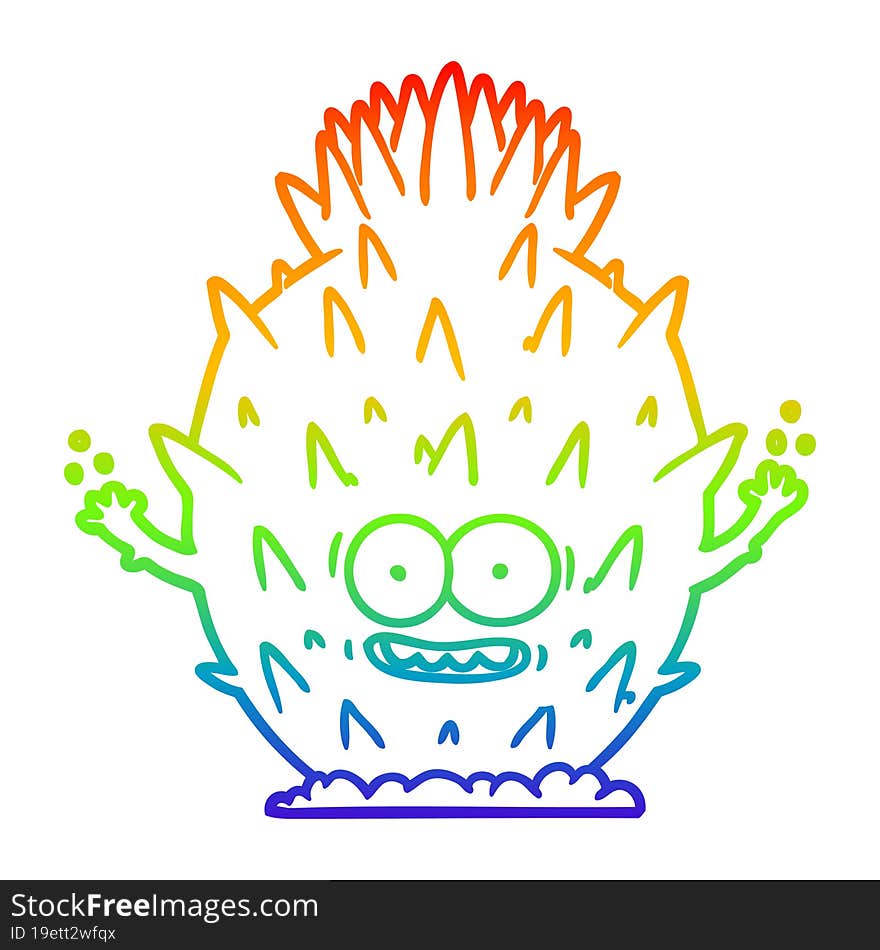 rainbow gradient line drawing cartoon cactus